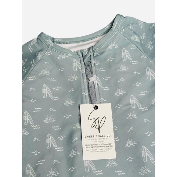 Sweet P Baby Co. Long Sleeve Surf Print Swimsuit – Size 2T - Picture 6 of 10